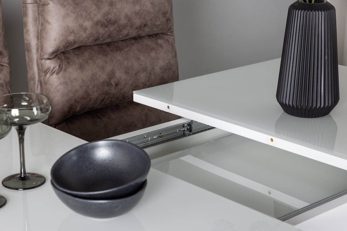 Venture Design Zizo & Pluto Matstolar 2-pack Brun + Rektangulära Matbord 120 x 90 Vit