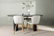 Venture Design Isolde & Lilja Ovala Matbord 180 x 90 Svart + Matstolar 2-pack Beige