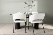 Venture Design Day & Isolde Matstolar 2-pack Off-white + Ovala Matbord 180 x 90 Svart