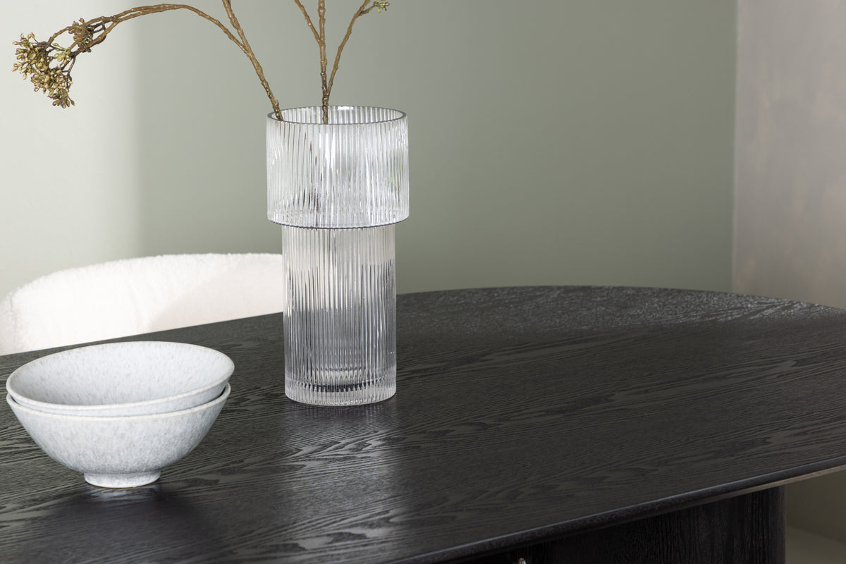 Venture Design Edina & Isolde Matstolar 2-pack Vit + Ovala Matbord 180 x 90 Svart