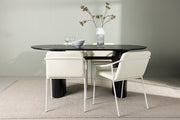 Venture Design Tvist & Isolde Matstolar 2-pack Beige + Ovala Matbord 180 x 90 Svart