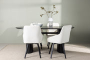 Venture Design Rosie & Isolde Matstolar 2-pack Beige + Ovala Matbord 180 x 90 Svart