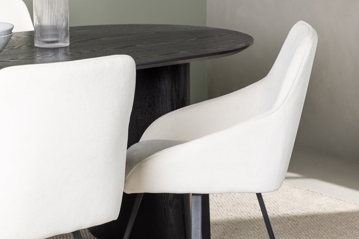 Venture Design Rosie & Isolde Matstolar 2-pack Beige + Ovala Matbord 180 x 90 Svart