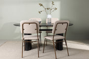 Venture Design Seda & Isolde Matstolar 2-pack Beige + Ovala Matbord 180 x 90 Svart