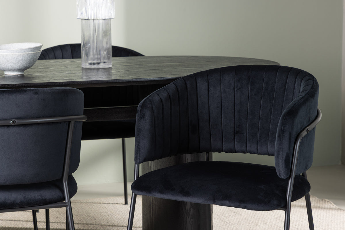Venture Design Selma & Isolde Matstolar 2-pack Svart + Ovala Matbord 180 x 90 Svart