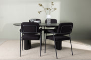 Venture Design Yesterday & Isolde Matstolar 2-pack Svart + Ovala Matbord 180 x 90 Svart