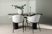Venture Design Evelina & Isolde Matstolar 2-pack Grå + Ovala Matbord 180 x 90 Svart