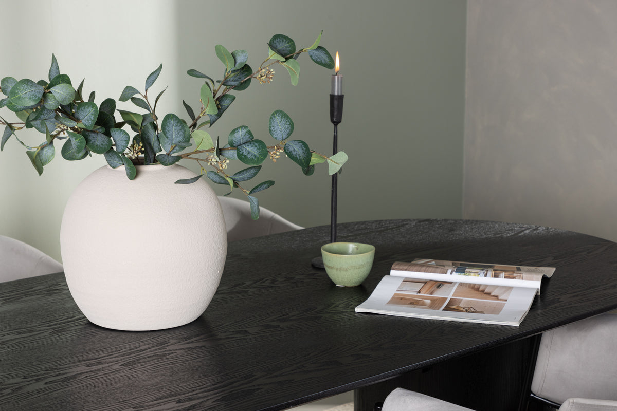 Venture Design Evelina & Isolde Matstolar 2-pack Grå + Ovala Matbord 180 x 90 Svart