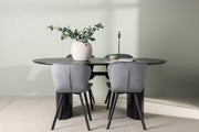 Venture Design Lilja & Isolde Matstolar 2-pack Grå + Ovala Matbord 180 x 90 Svart