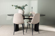 Venture Design Polar & Isolde Matstolar 2-pack Beige + Ovala Matbord 180 x 90 Svart