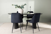 Venture Design Night & Isolde Matstolar 2-pack Svart + Ovala Matbord 180 x 90 Svart