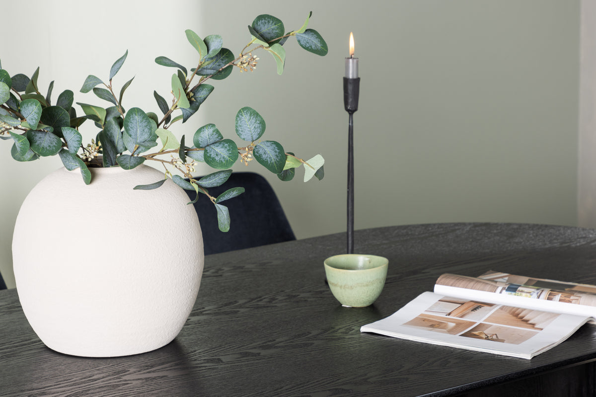 Venture Design Night & Isolde Matstolar 2-pack Svart + Ovala Matbord 180 x 90 Svart
