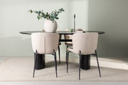 Venture Design Modesto & Isolde Matstolar 2-pack Beige + Ovala Matbord 180 x 90 Svart