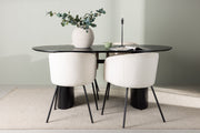 Venture Design Berit & Isolde Matstolar Beige + Ovala Matbord 180 x 90 Svart