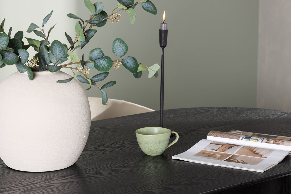 Venture Design Berit & Isolde Matstolar Beige + Ovala Matbord 180 x 90 Svart