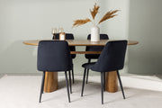 Venture Design Night & Isolde Matstolar 2-pack Svart + Ovala Matbord 180 x 90 Natur