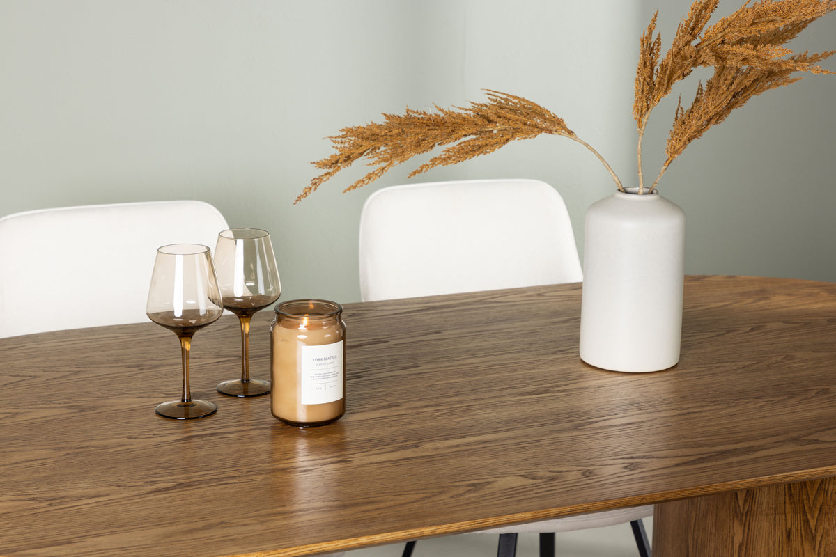 Venture Design Rosie & Isolde Matstolar 2-pack Beige + Ovala Matbord 180 x 90 Natur