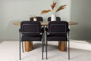 Venture Design Yesterday & Isolde Matstolar 2-pack Svart + Ovala Matbord 180 x 90 Natur
