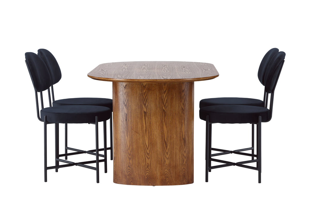 Venture Design Stella & Isolde Matstolar 2-pack Svart + Ovala Matbord 180 x 90 Natur