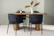 Venture Design Selma & Isolde Matstolar 2-pack Svart + Ovala Matbord 180 x 90 Natur