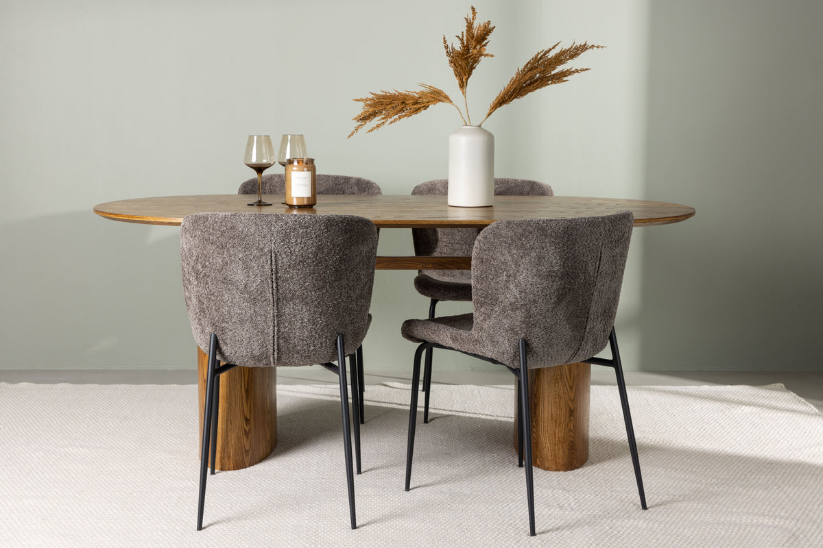 Venture Design Modesto & Isolde Matstolar 2-pack Brun + Ovala Matbord 180 x 90 Natur