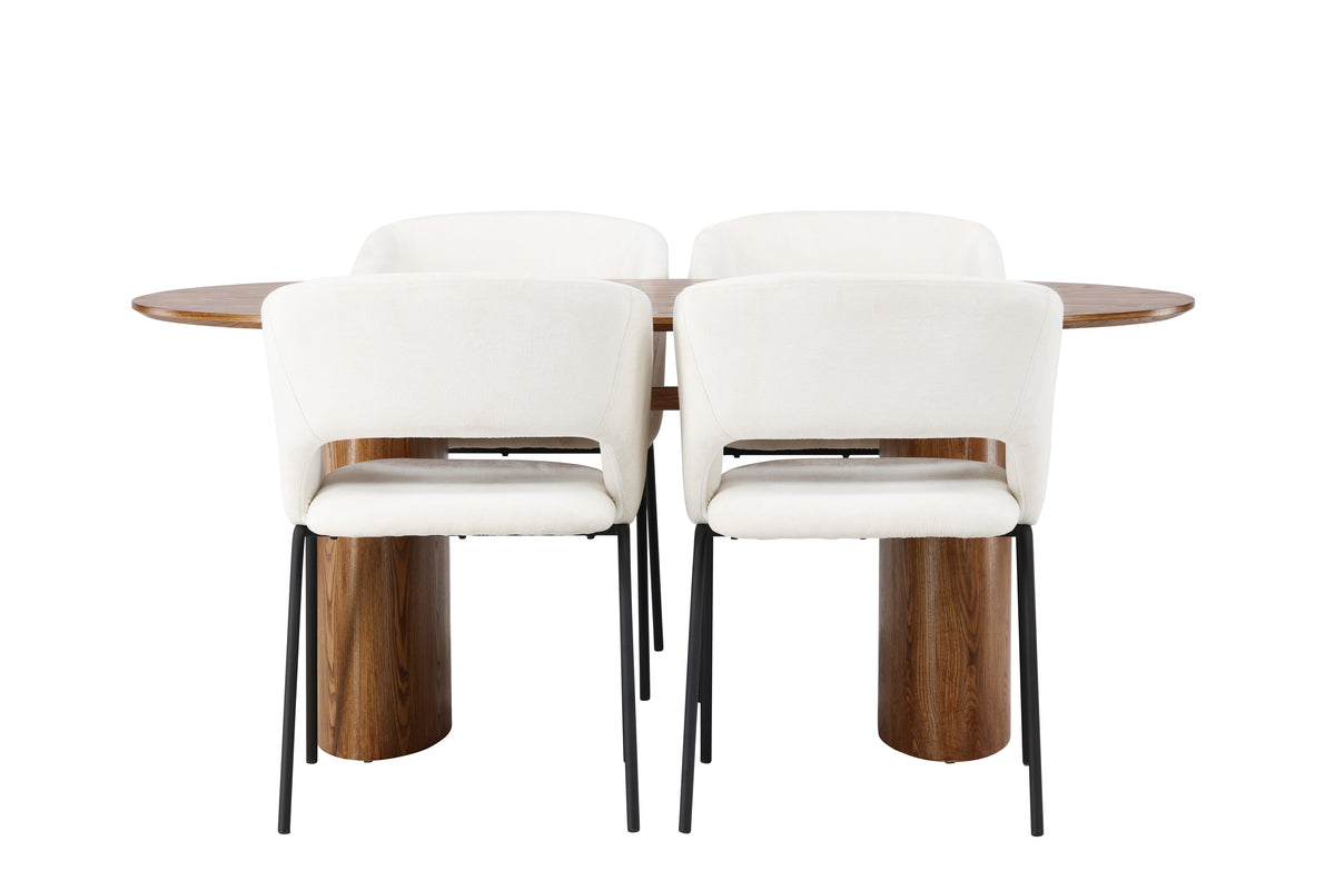 Venture Design Day & Isolde Matstolar 2-pack Off-white + Ovala Matbord 180 x 90 Natur