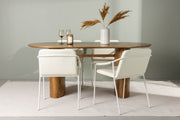 Venture Design Tvist & Isolde Matstolar 2-pack Beige + Ovala Matbord 90 x 180 Natur