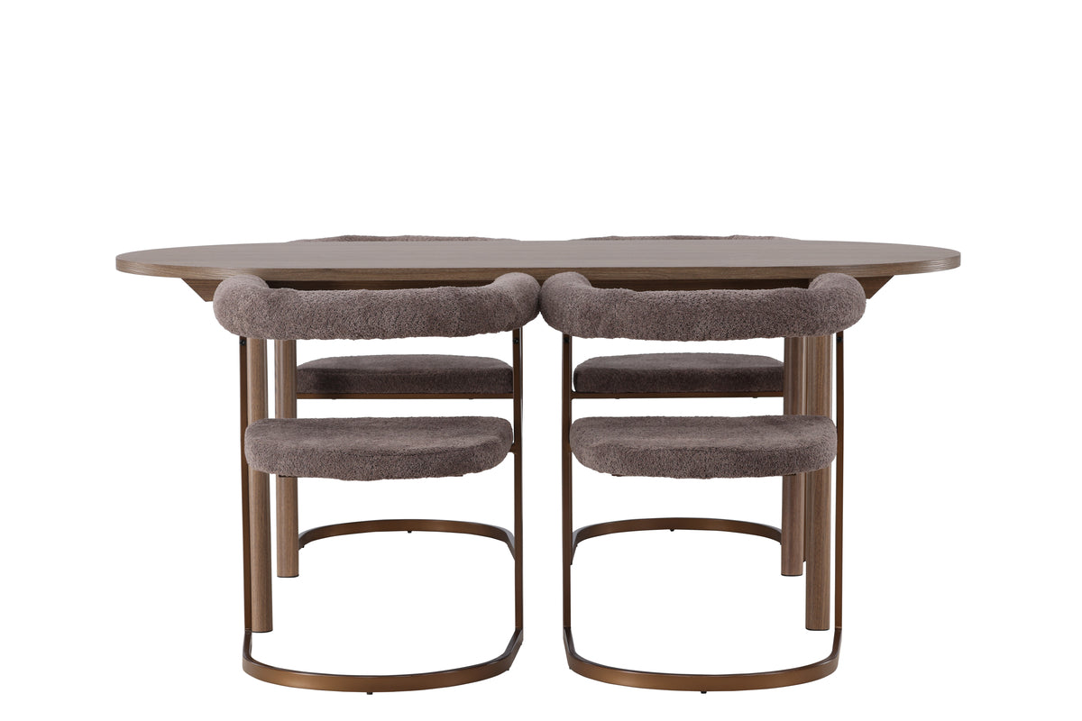 Venture Design Andy & Morning Ovala Matbord 180 x 90 Natur + Matstolar 2-pack Brun