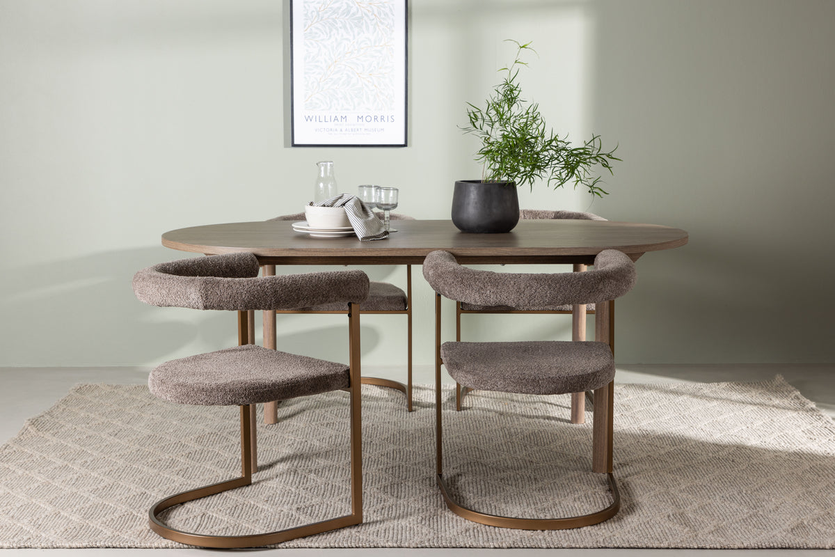 Venture Design Andy & Morning Ovala Matbord 180 x 90 Natur + Matstolar 2-pack Brun