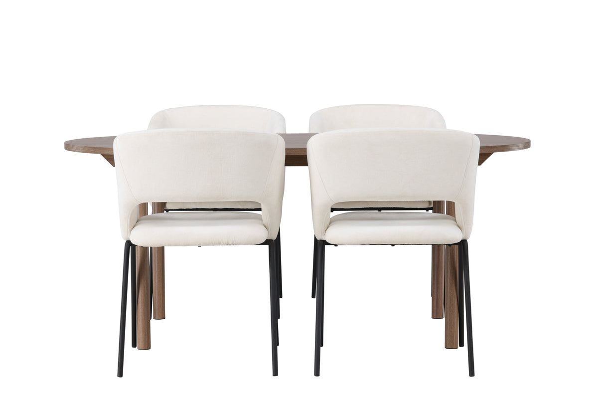 Venture Design Day & Andy Matstolar 2-pack Off-white + Ovala Matbord 180 x 90 Natur