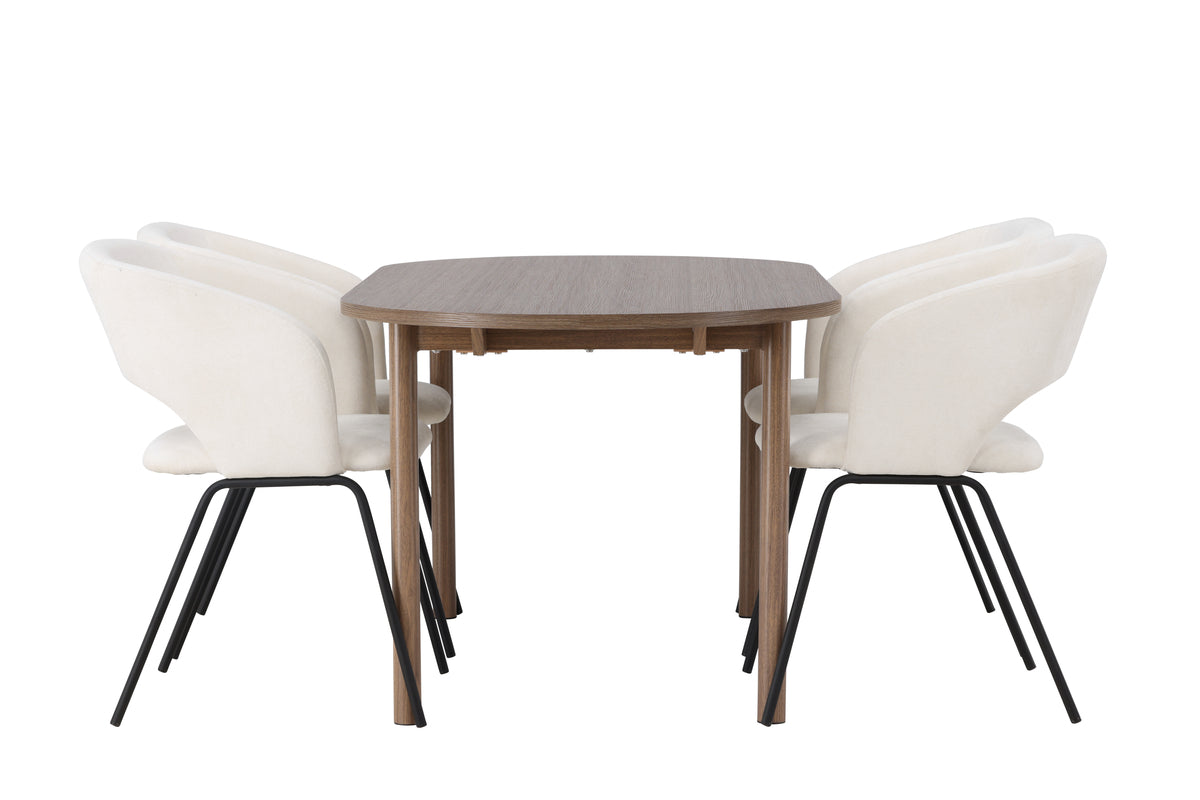Venture Design Day & Andy Matstolar 2-pack Off-white + Ovala Matbord 180 x 90 Natur