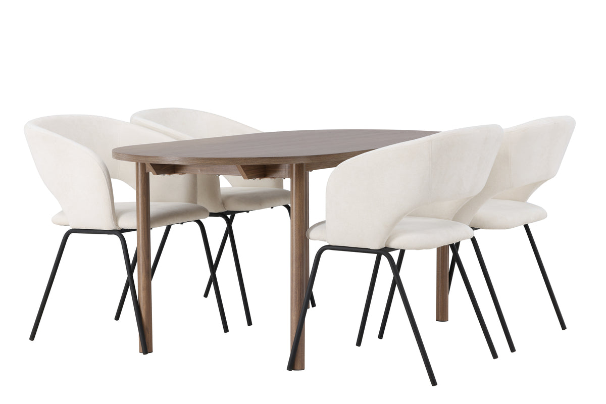 Venture Design Day & Andy Matstolar 2-pack Off-white + Ovala Matbord 180 x 90 Natur