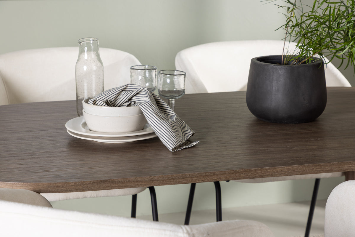Venture Design Day & Andy Matstolar 2-pack Off-white + Ovala Matbord 180 x 90 Natur