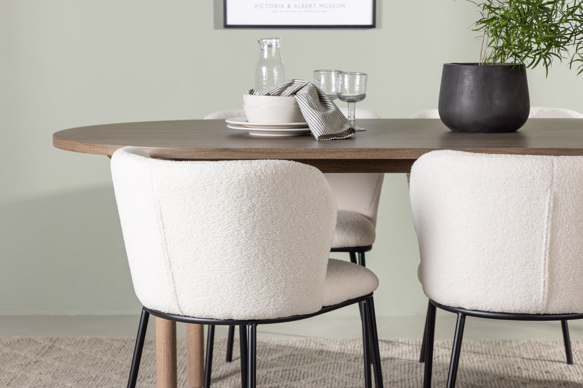 Venture Design Edina & Andy Matstolar 2-pack Vit + Ovala Matbord 180 x 90 Natur