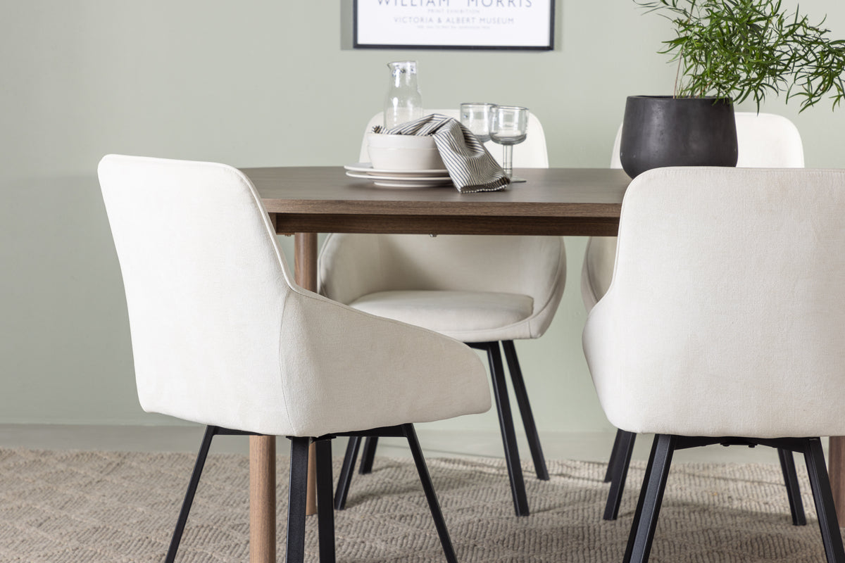 Venture Design Rosie & Andy Matstolar 2-pack Beige + Ovala Matbord 180 x 90 Natur