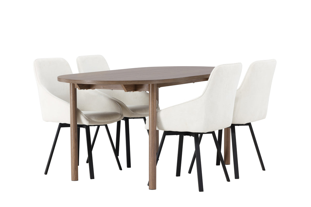 Venture Design Rosie & Andy Matstolar 2-pack Beige + Ovala Matbord 180 x 90 Natur