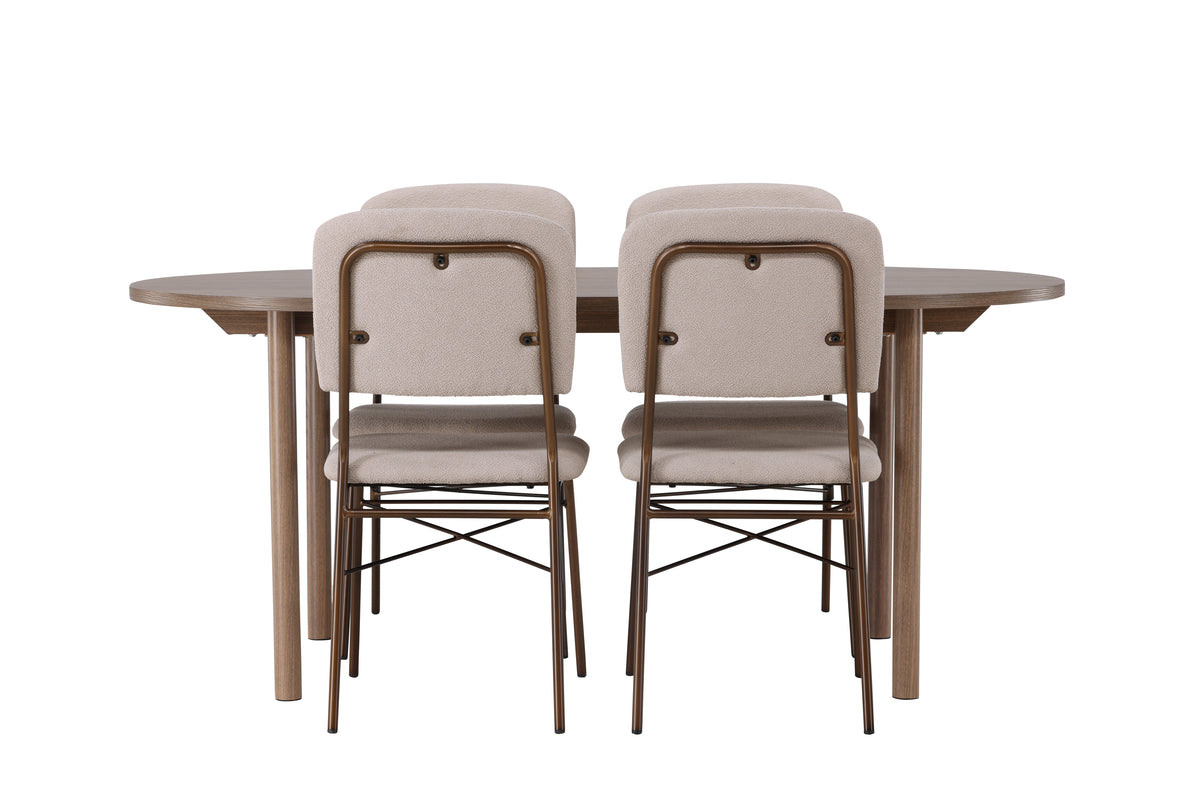 Venture Design Seda & Andy Matstolar 2-pack Beige + Ovala Matbord 180 x 90 Natur
