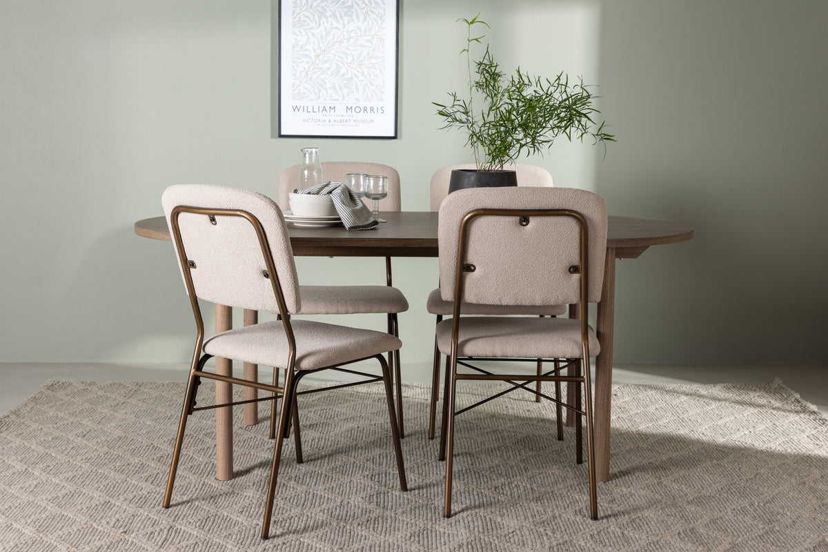 Venture Design Seda & Andy Matstolar 2-pack Beige + Ovala Matbord 180 x 90 Natur