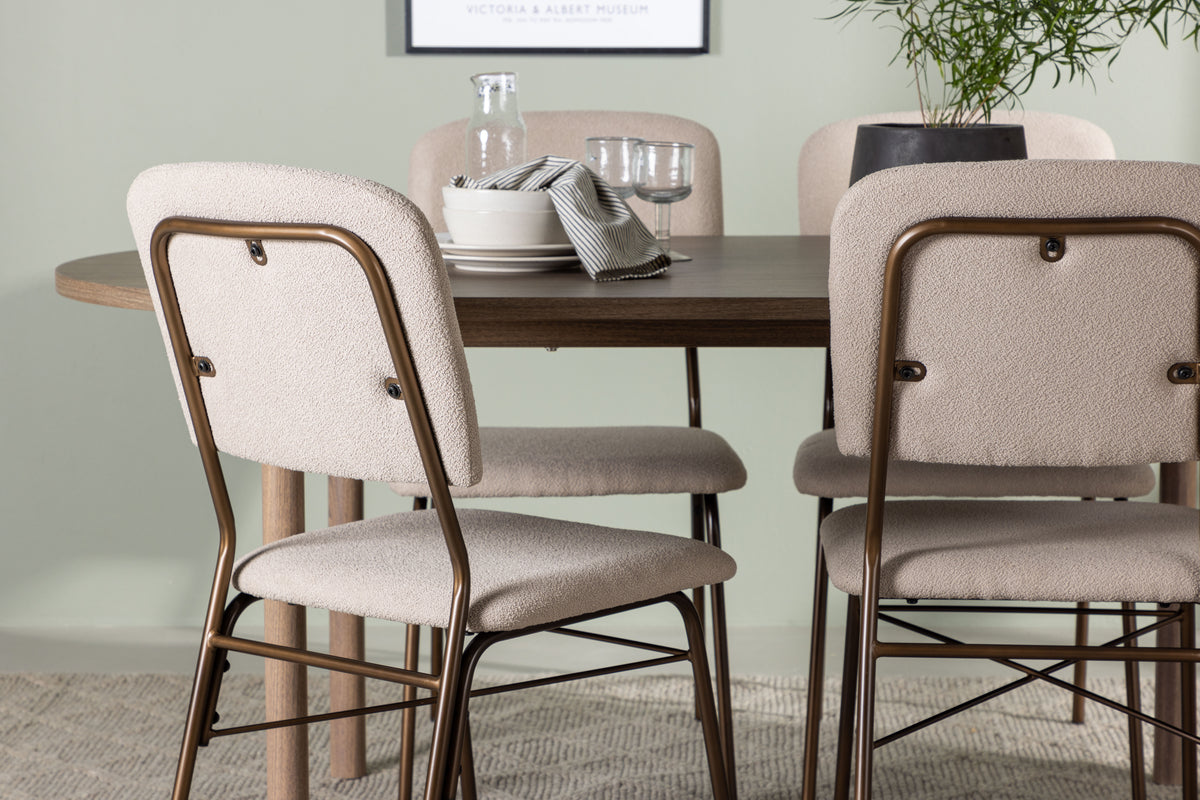 Venture Design Seda & Andy Matstolar 2-pack Beige + Ovala Matbord 180 x 90 Natur