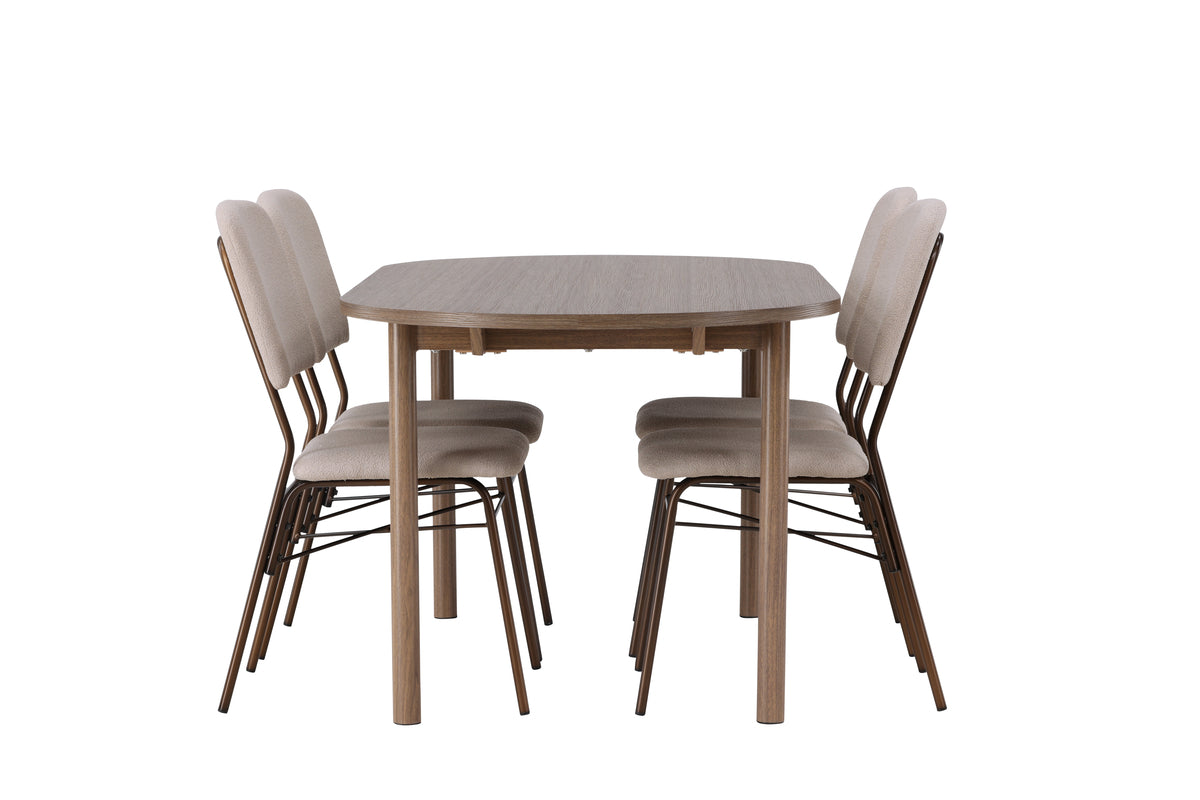Venture Design Seda & Andy Matstolar 2-pack Beige + Ovala Matbord 180 x 90 Natur