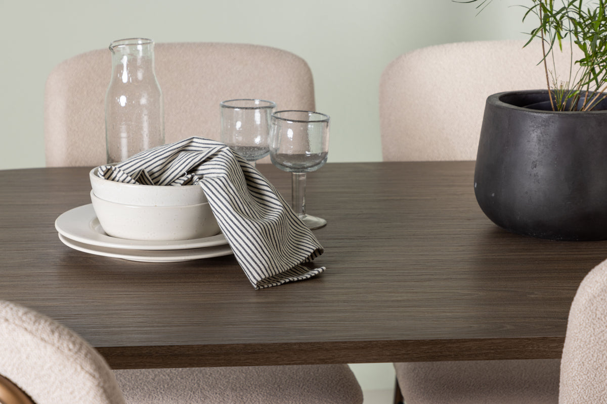 Venture Design Seda & Andy Matstolar 2-pack Beige + Ovala Matbord 180 x 90 Natur