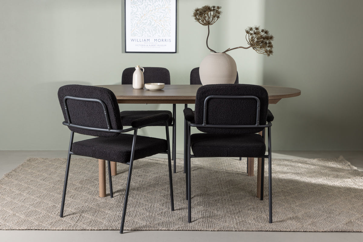 Venture Design Yesterday & Andy Matstolar 2-pack Svart + Ovala Matbord 180 x 90 Natur