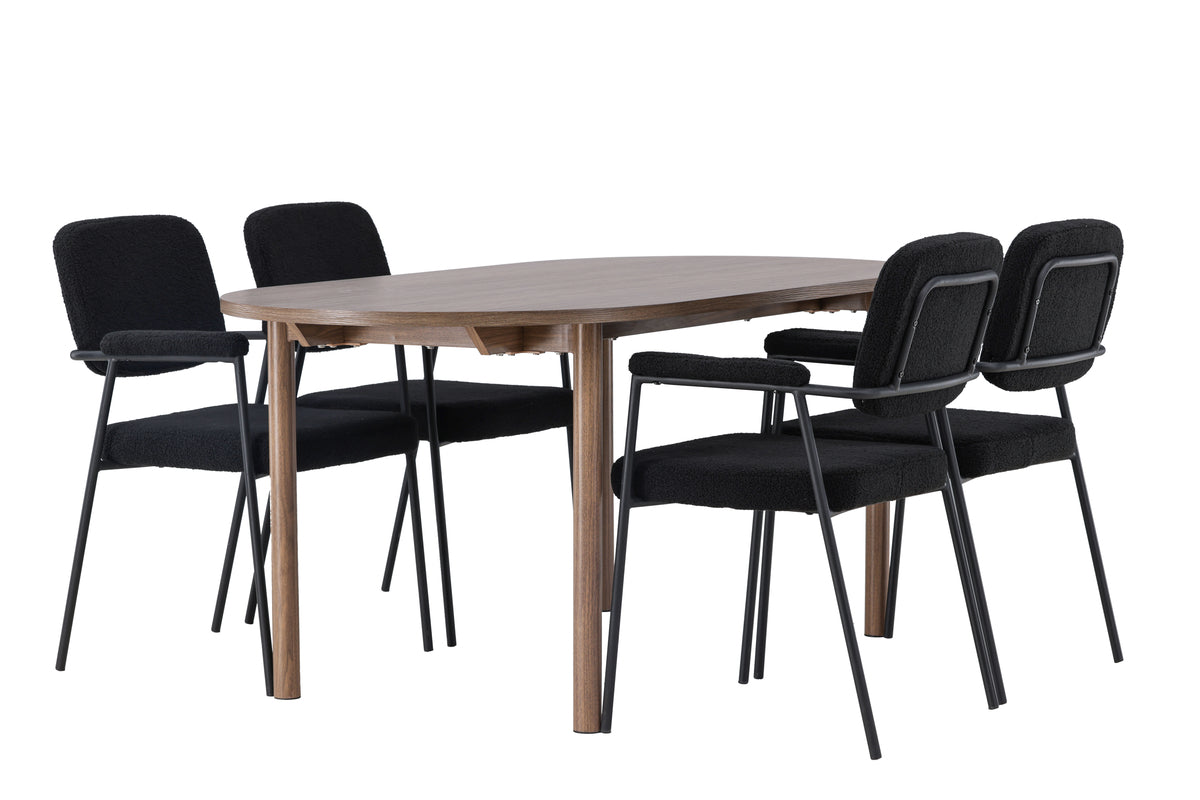 Venture Design Yesterday & Andy Matstolar 2-pack Svart + Ovala Matbord 180 x 90 Natur