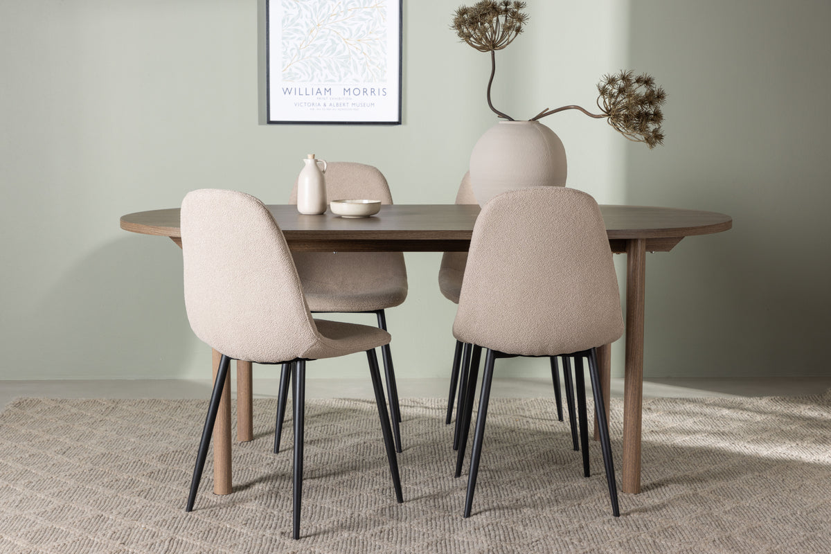 Venture Design Polar & Andy Matstolar 2-pack Beige + Ovala Matbord 180 x 90 Natur