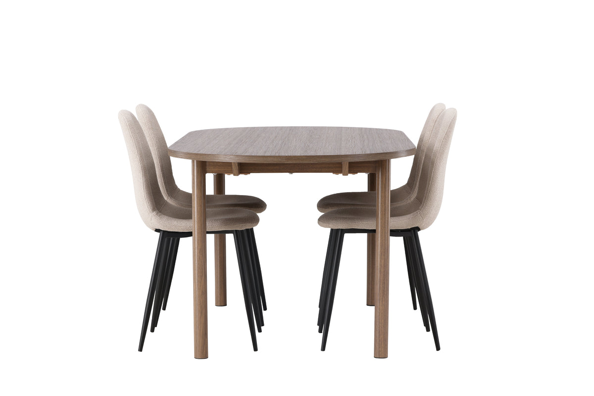 Venture Design Polar & Andy Matstolar 2-pack Beige + Ovala Matbord 180 x 90 Natur