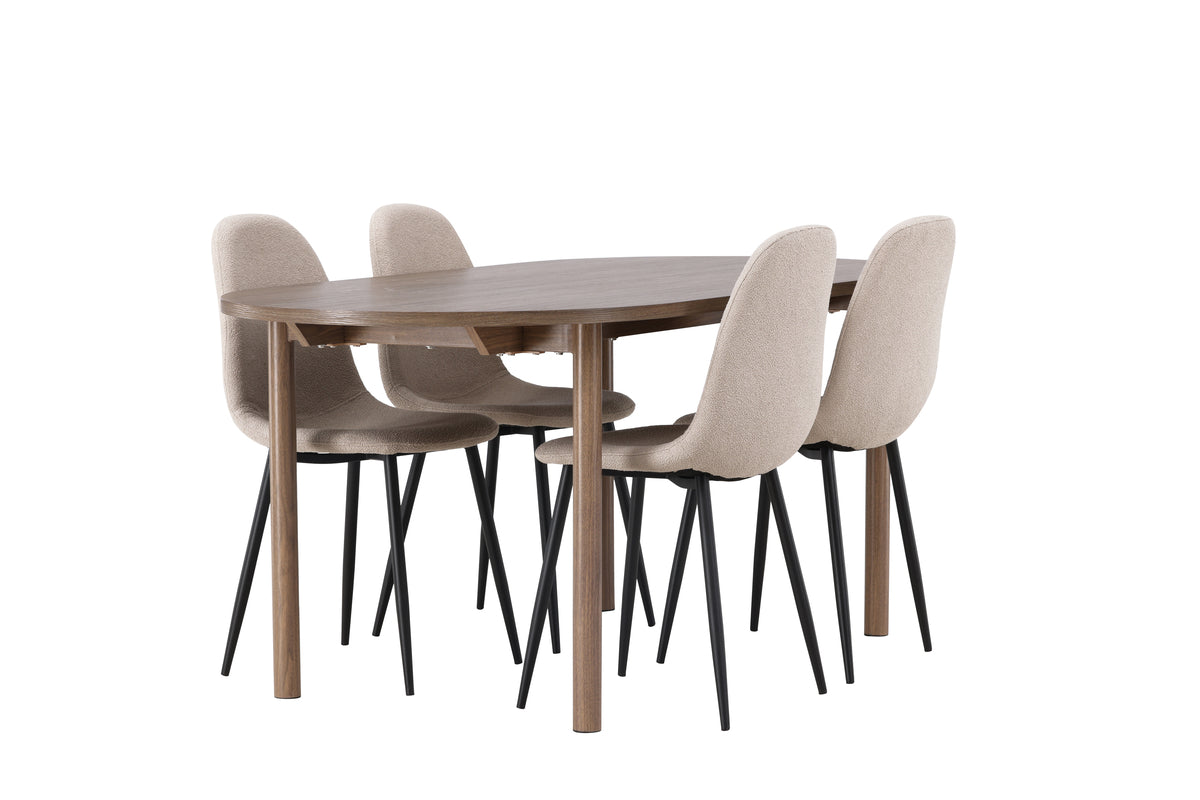 Venture Design Polar & Andy Matstolar 2-pack Beige + Ovala Matbord 180 x 90 Natur