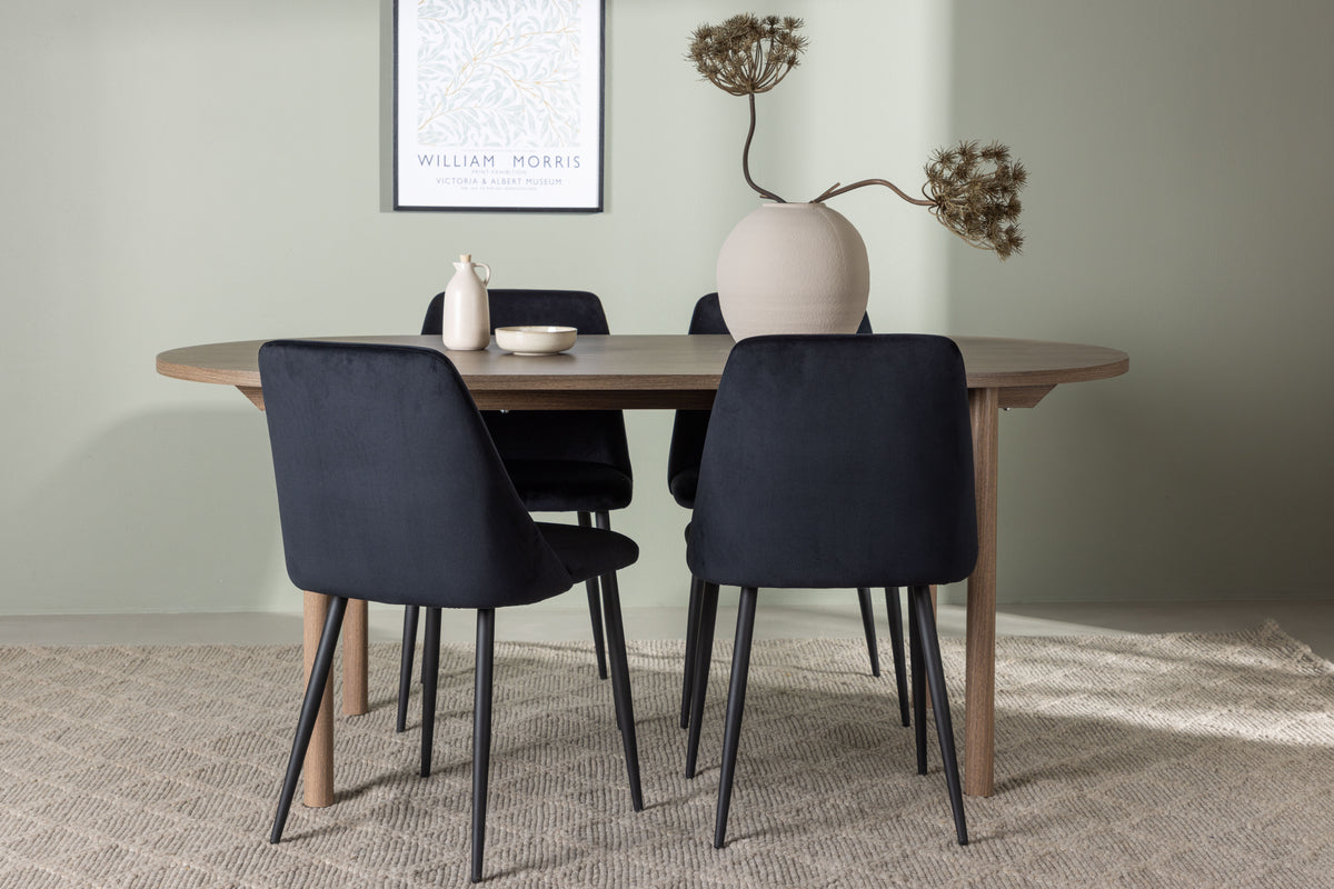 Venture Design Andy & Night Ovala Matbord 180 x 90 Natur + Matstolar 2-pack Svart