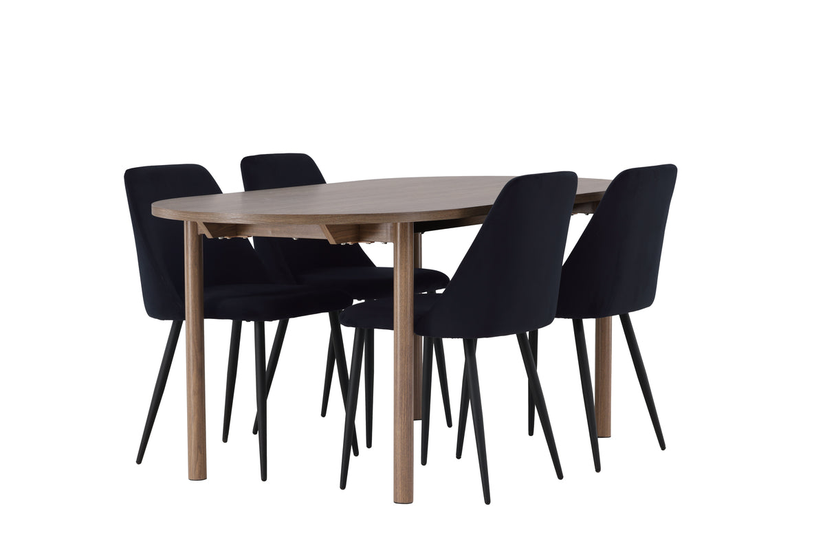 Venture Design Andy & Night Ovala Matbord 180 x 90 Natur + Matstolar 2-pack Svart