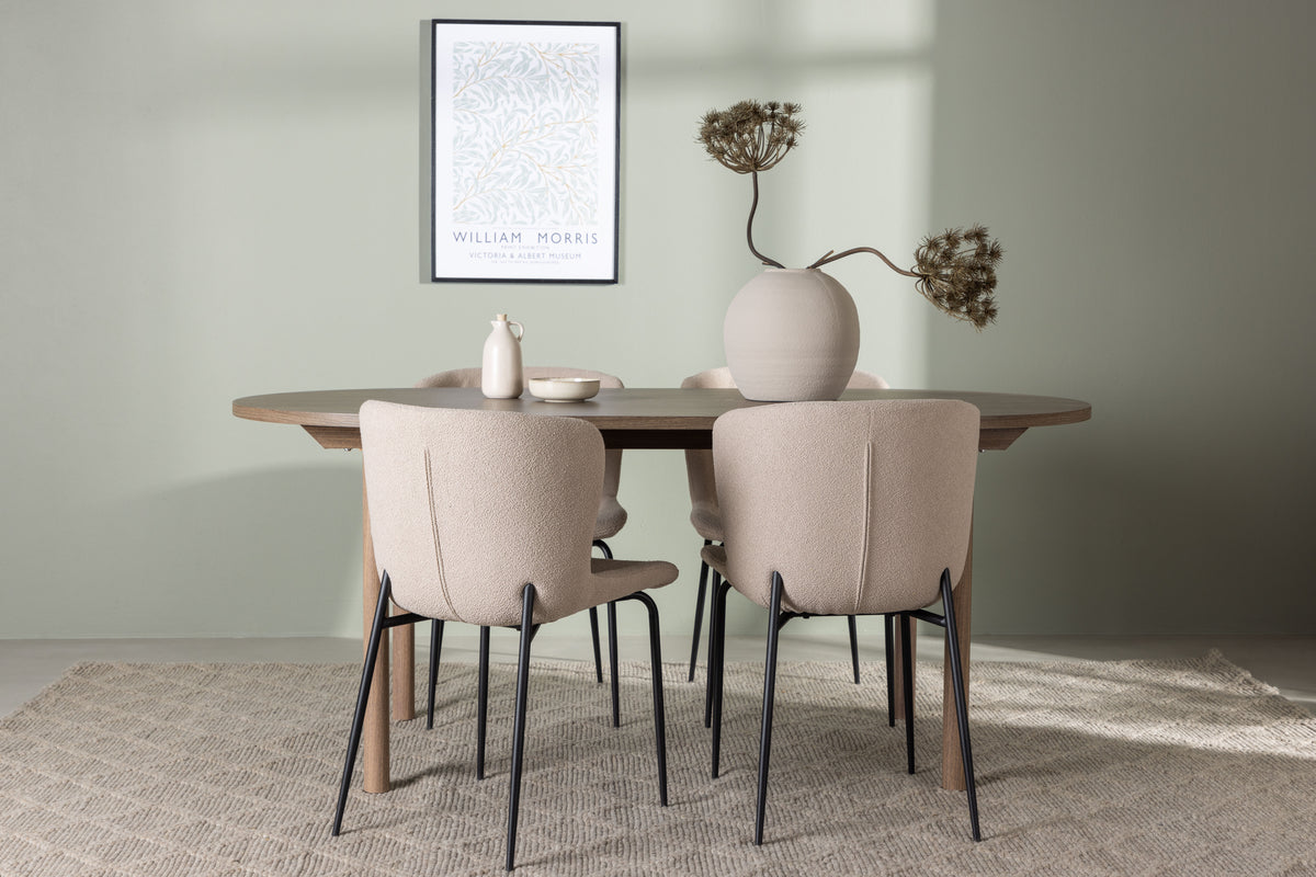 Venture Design Modesto & Andy Matstolar 2-pack Beige + Ovala Matbord 180 x 90 Natur