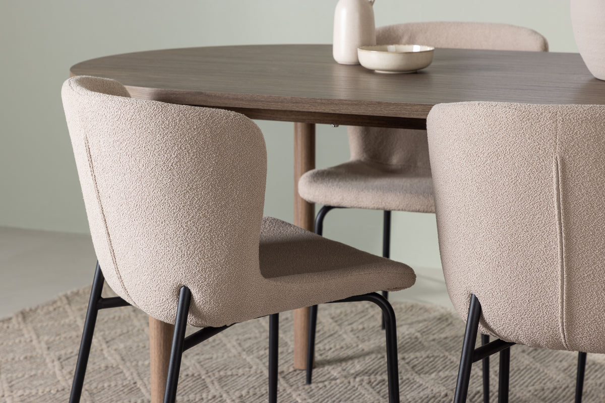 Venture Design Modesto & Andy Matstolar 2-pack Beige + Ovala Matbord 180 x 90 Natur